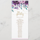 Chic Lila Floral Champagne Gold Wedding Programm (Rückseite)