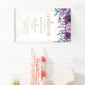 Chic Lila Floral Champagne Goldene Hochzeit Willko Banner (Insitu)