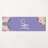 Chic Lila Floral Custom Monogram Name Yogamatte (Vorderseite (Horizontal))