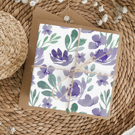 Chic Lila Floral & Foliage Wasserfarbmuster Geschenkpapier Set