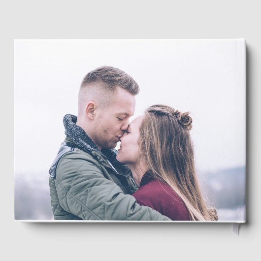 Chic Lila Floral Foto Hochzeit Gästebuch (Rückseite)