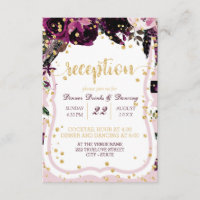 Chic Lila Floral Gold Confetti Hochzeit Empfang