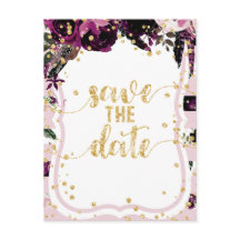 Chic Lila Floral & Gold Hochzeit Sichern Sie das D