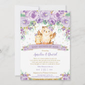 Chic Lila Floral Owl Virtual Baby Dusche per Mail Einladung (Vorderseite)