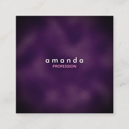 Chic lila floral pink Burgundy Glitzer Monogramm Quadratische Visitenkarte (Vorderseite)