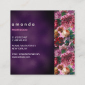 Chic lila floral pink Burgundy Glitzer Monogramm Quadratische Visitenkarte (Rückseite)