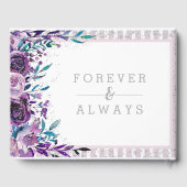 Chic Lila Floral & Silver Wedding Monogram Gästebuch (Rückseite)