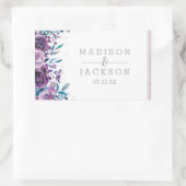 Chic Lila Floral & Silver Wedding Monogram Rechteckiger Aufkleber (Tasche)
