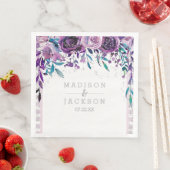 Chic Lila Floral & Silver Wedding Monogram Serviette (Beispiel)