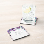 Chic Lila Floral & Silver Wedding Monogram Untersetzer (Rechte Seite)