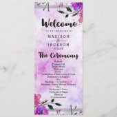 Chic Lila Floral & Silver Wedding Programm (Vorderseite)