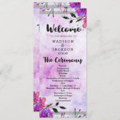 Chic Lila Floral & Silver Wedding Programm (Vorne/Hinten)