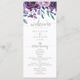 Chic Lila Floral & Silver Wedding Programm