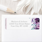 Chic Lila Floral & Silver Wedding Rücksendeadresse (Insitu)