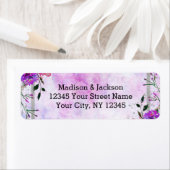 Chic Lila Floral & Silver Wedding Rücksendeadresse (Insitu)