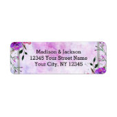 Chic Lila Floral & Silver Wedding Rücksendeadresse (Vorne)