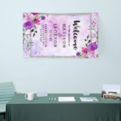 Chic Lila Floral & Silver Wedding Willkommen Banner (Messeveranstaltung)