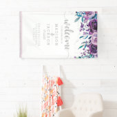 Chic Lila Floral & Silver Wedding Willkommen Banner (Insitu)