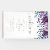 Chic Lila Floral & Silver Wedding Willkommen Banner (Horizontal)