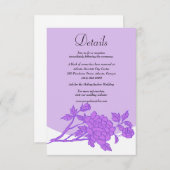 Chic Lila Floral Wedding Details Begleitkarte (Vorne/Hinten)