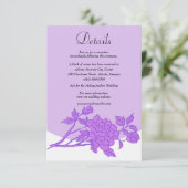 Chic Lila Floral Wedding Details Begleitkarte (Stehend Vorderseite)