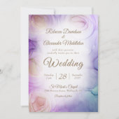 Chic Lila Floral Wedding Einladung (Vorderseite)