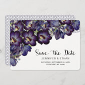 Chic Lila Floral Wedding Save the Date (Vorne/Hinten)