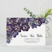 Chic Lila Floral Wedding Save the Date (Stehend Vorderseite)