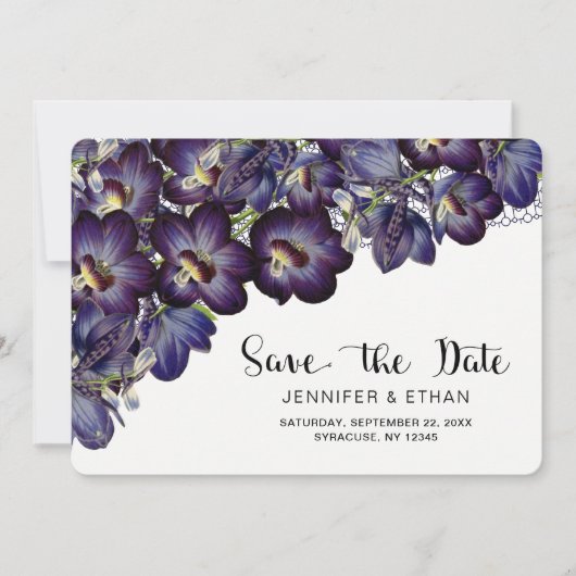Chic Lila Floral Wedding Save the Date (Vorderseite)