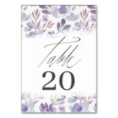 Chic Lila Floral Wedding Tischnummer (Vorderseite)