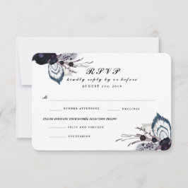 Chic Lila Floral Winter Wedding UAWG Repcard RSVP Karte