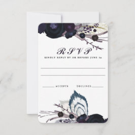 Chic Lila Floral Winter Wedding UAWG Repcard RSVP Karte