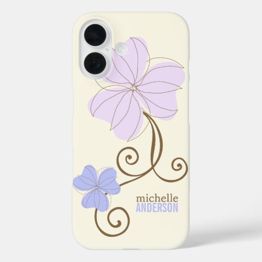 Chic Lila Florals Case-Mate iPhone Hülle (Rückseite)