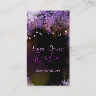 Chic Lila Forest Massage Therapie Business Cards Visitenkarte