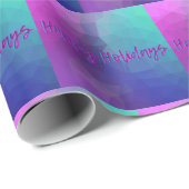 Chic Lila, Fuchsia und Blue "Happy Holidays" Geschenkpapier (Rolleneckpunkt)