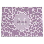 Chic Lila Giraffenausdruck mit Monogramm und Name Große Geschenktüte (Vorderseite)