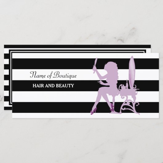 Chic Lila Girl Streifen Salon Geschenkgutschein (Vorne/Hinten)