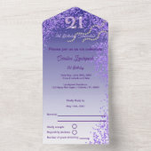 Chic Lila Glitzer 21. Happy Birthday All in one All In One Einladung (Innen Boden)