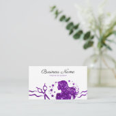 Chic Lila Glitzer Schere Friseur Terminkarte (Stehend Vorderseite)