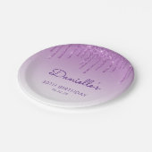 Chic Lila Glitzer Tropfen 30. Geburtstag Party Pappteller (Schrägansicht)