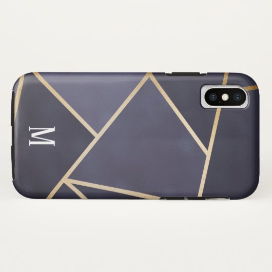Chic Lila & Gold Abstrakt Monogram Case-Mate iPhone Hülle (Rückseite (Horizontal))