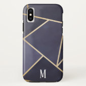 Chic Lila & Gold Abstrakt Monogram Case-Mate iPhone Hülle (Rückseite)