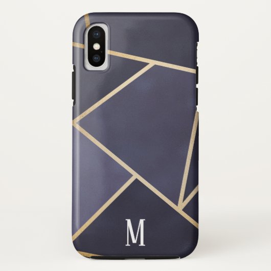 Chic Lila & Gold Abstrakt Monogram Case-Mate iPhone Hülle (Rückseite)