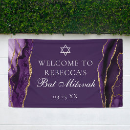 Chic Lila Gold Agate Bat Mitzvah Party Banner