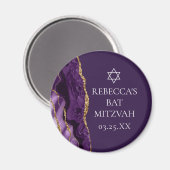Chic Lila Gold Agate Bat Mitzvah Party Custom Magnet (Vorderseite/Rückseite)
