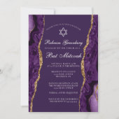 Chic Lila Gold Agate Bat Mitzvah Party Einladung (Vorderseite)