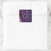 Chic Lila Gold Agate Bat Mitzvah Party Quadratischer Aufkleber (Tasche)