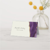 Chic Lila Gold Agate Ivory Wedding Platzkarte (Rückseite)
