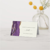 Chic Lila Gold Agate Ivory Wedding Platzkarte (Vorderseite)