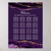 Chic Lila Gold Agate Party Sitzkarte Poster (Vorne)